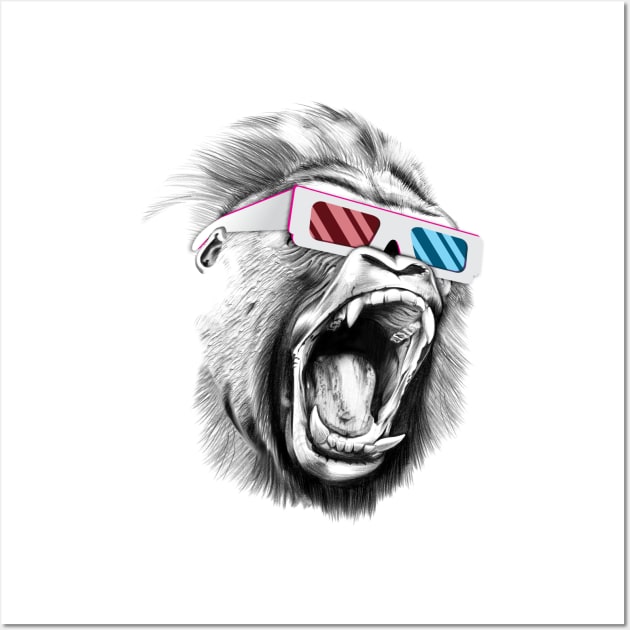 Gorilla 3D Glass Wall Art by Hmus